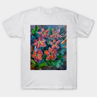 Abstract flowers in metallic paint T-Shirt